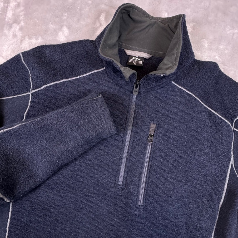 Kuhl Revel 1/4 Zip Fleece Pullover Mens XL Dark Blue Contrast Stitching